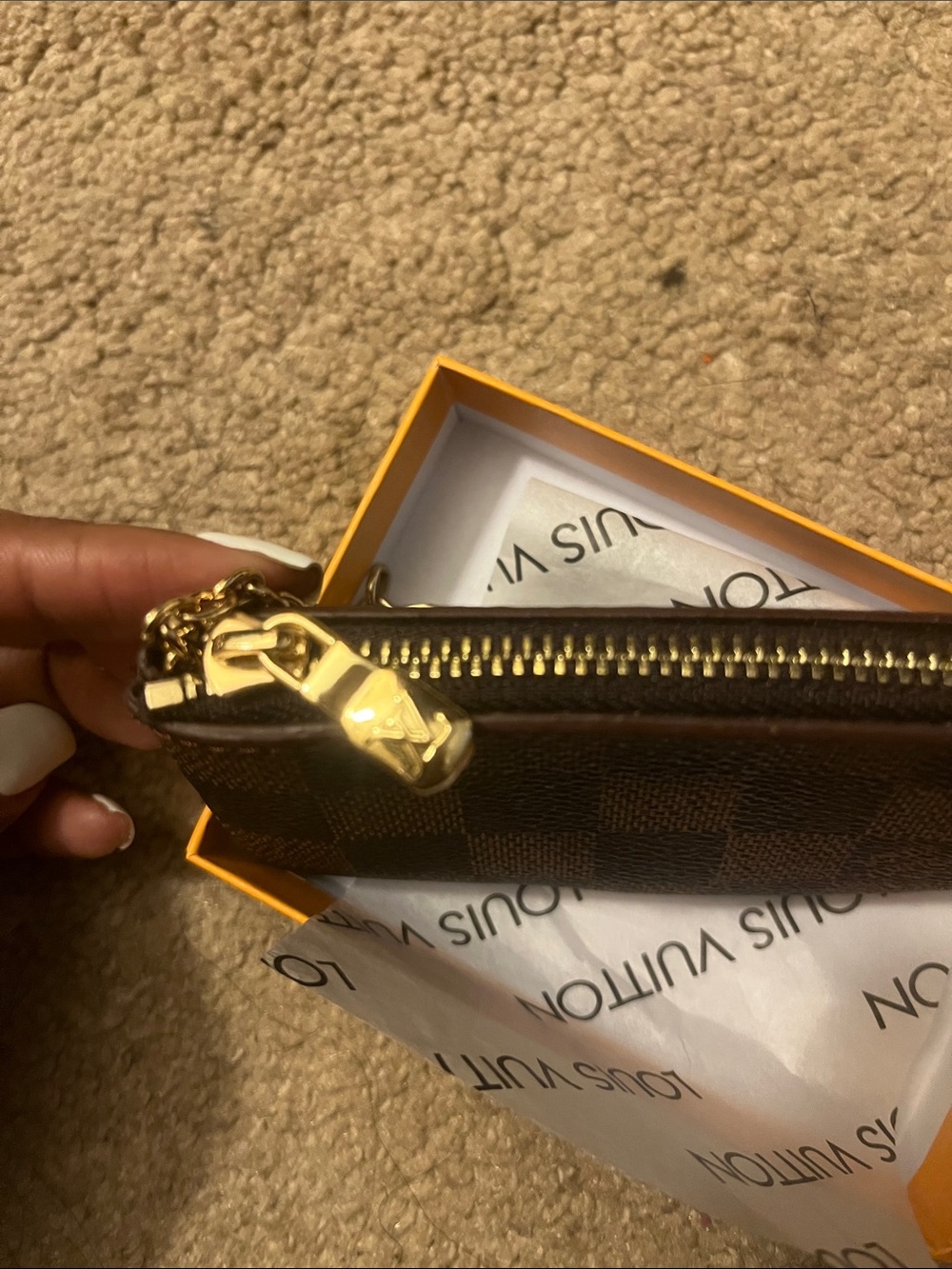 Louis Vuitton Damier Ebene Canvas Key Pouch in Brown and Dark Brown - Picture 2 of 4